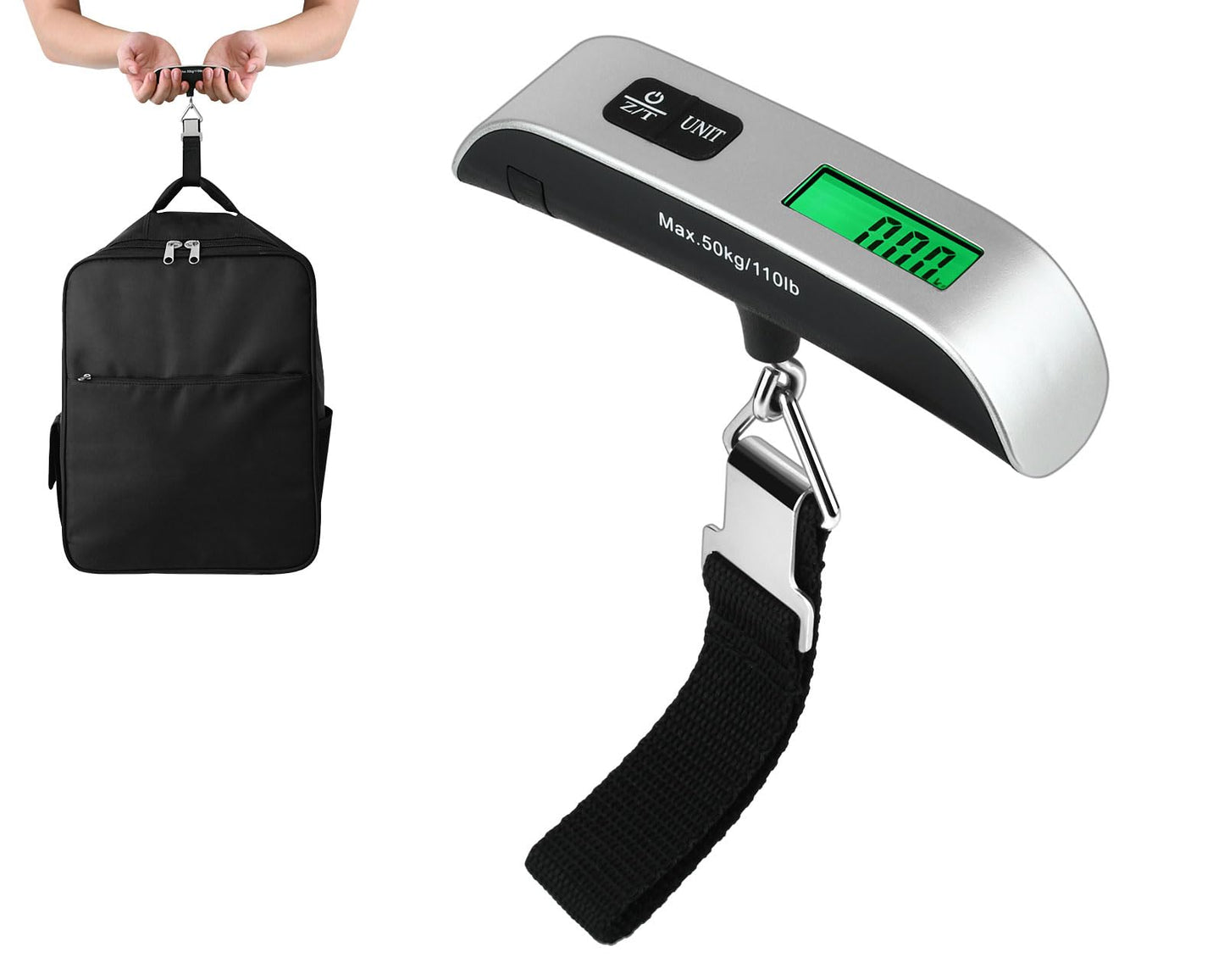 YCConcept Luggage Weight Scale Portable Digital Suitcase Scale for Travel Handheld Scale with Temperature Sensor 110 lb/50 kg Battery Included