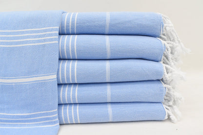 Premium Turkish Cotton Beach & Bath Towel | Lightweight Quick-Dry Peshtemal – Light Blue