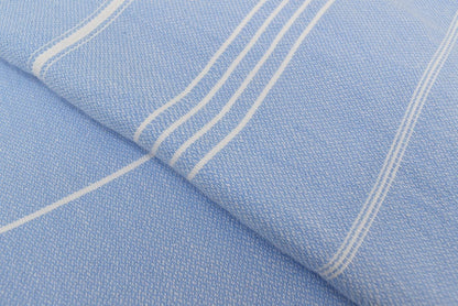 Premium Turkish Cotton Beach & Bath Towel | Lightweight Quick-Dry Peshtemal – Light Blue