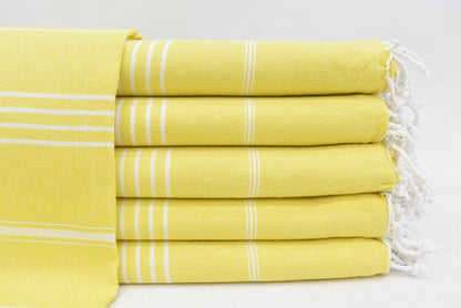 Bright Yellow Monaco Turkish Towel – Lightweight Quick Dry Beach & Bath Towel, Luxury Turkish Cotton Spa Towel, Travel & Pool Towel