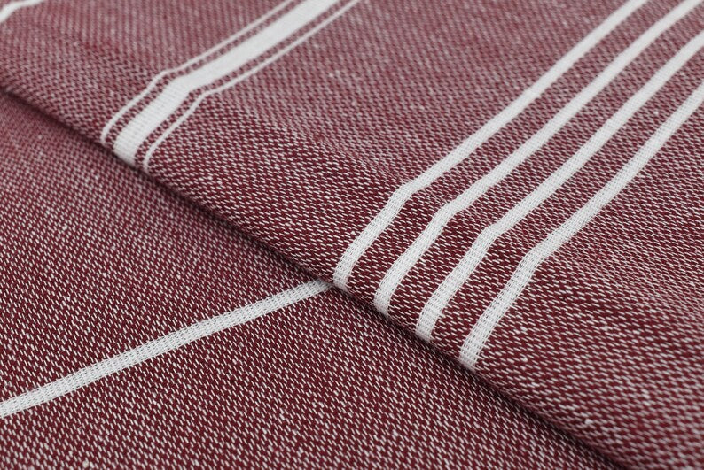 Burgundy Monaco Turkish Towel – Lightweight Quick Dry Beach & Bath Towel, Luxury Turkish Cotton Spa Towel, Travel & Pool Towel