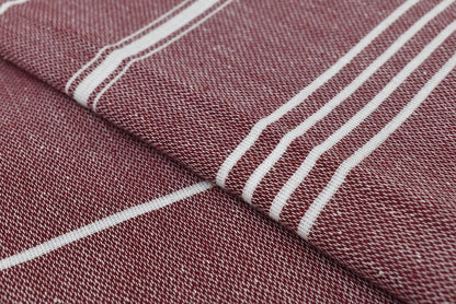 Burgundy Monaco Turkish Towel – Lightweight Quick Dry Beach & Bath Towel, Luxury Turkish Cotton Spa Towel, Travel & Pool Towel