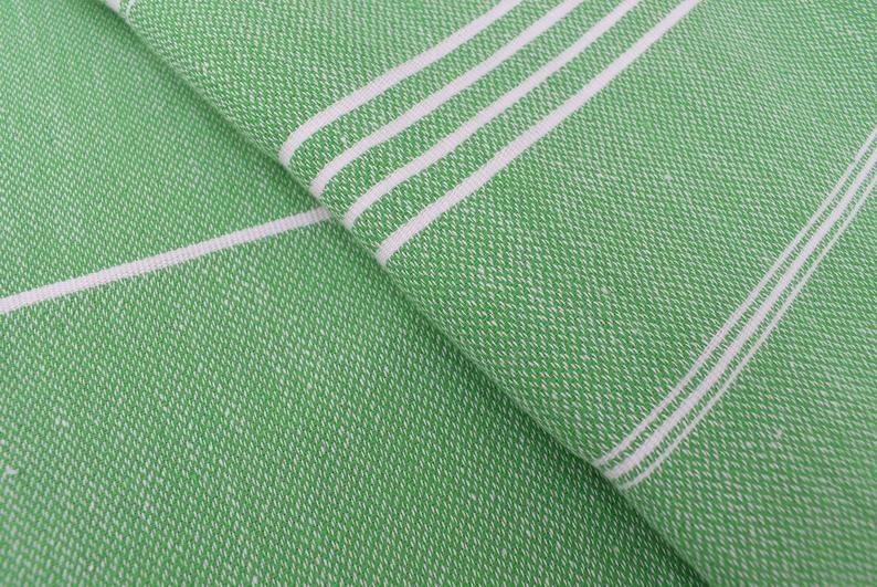 Green Monaco Turkish Towel – Lightweight Quick Dry Beach & Bath Towel, Luxury Turkish Cotton Spa Towel, Travel & Pool Towel