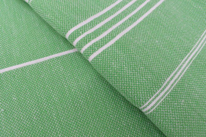 Green Monaco Turkish Towel – Lightweight Quick Dry Beach & Bath Towel, Luxury Turkish Cotton Spa Towel, Travel & Pool Towel