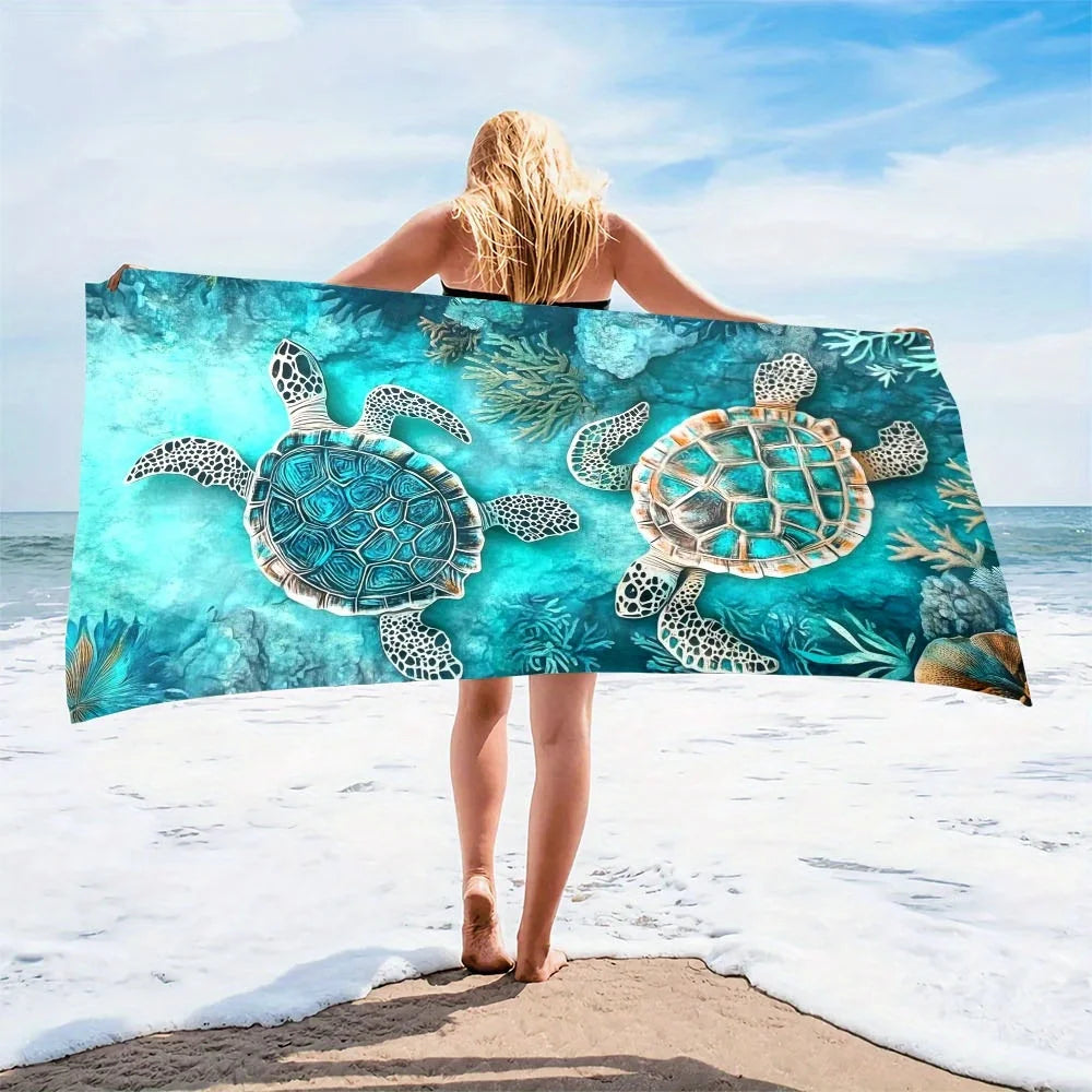 Island Sea Turtle Quick-Dry Beach Towel