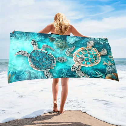 Island Sea Turtle Quick-Dry Beach Towel