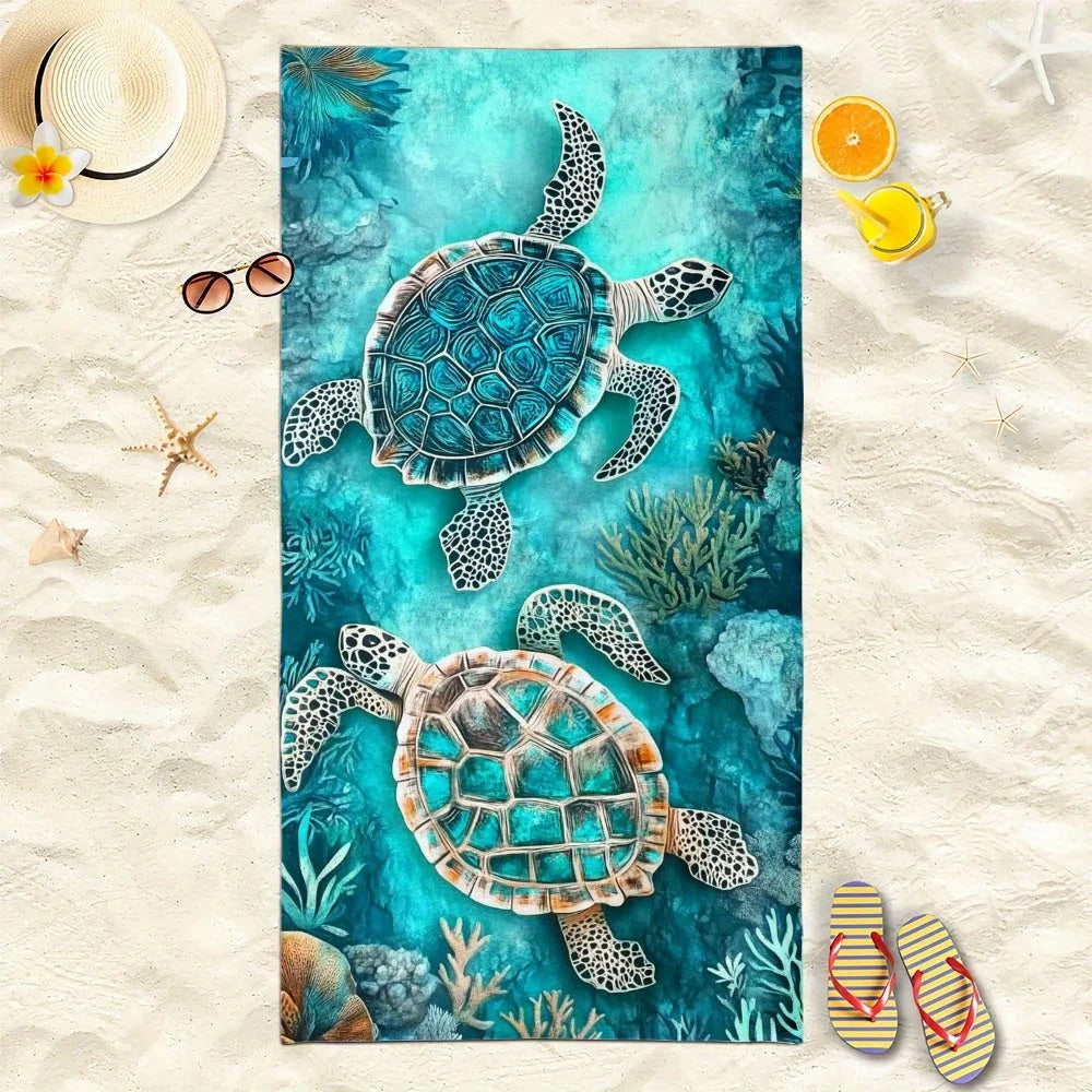 Island Sea Turtle Quick-Dry Beach Towel