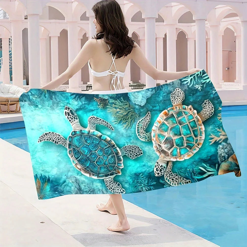 Island Sea Turtle Quick-Dry Beach Towel
