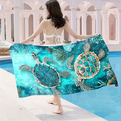Island Sea Turtle Quick-Dry Beach Towel