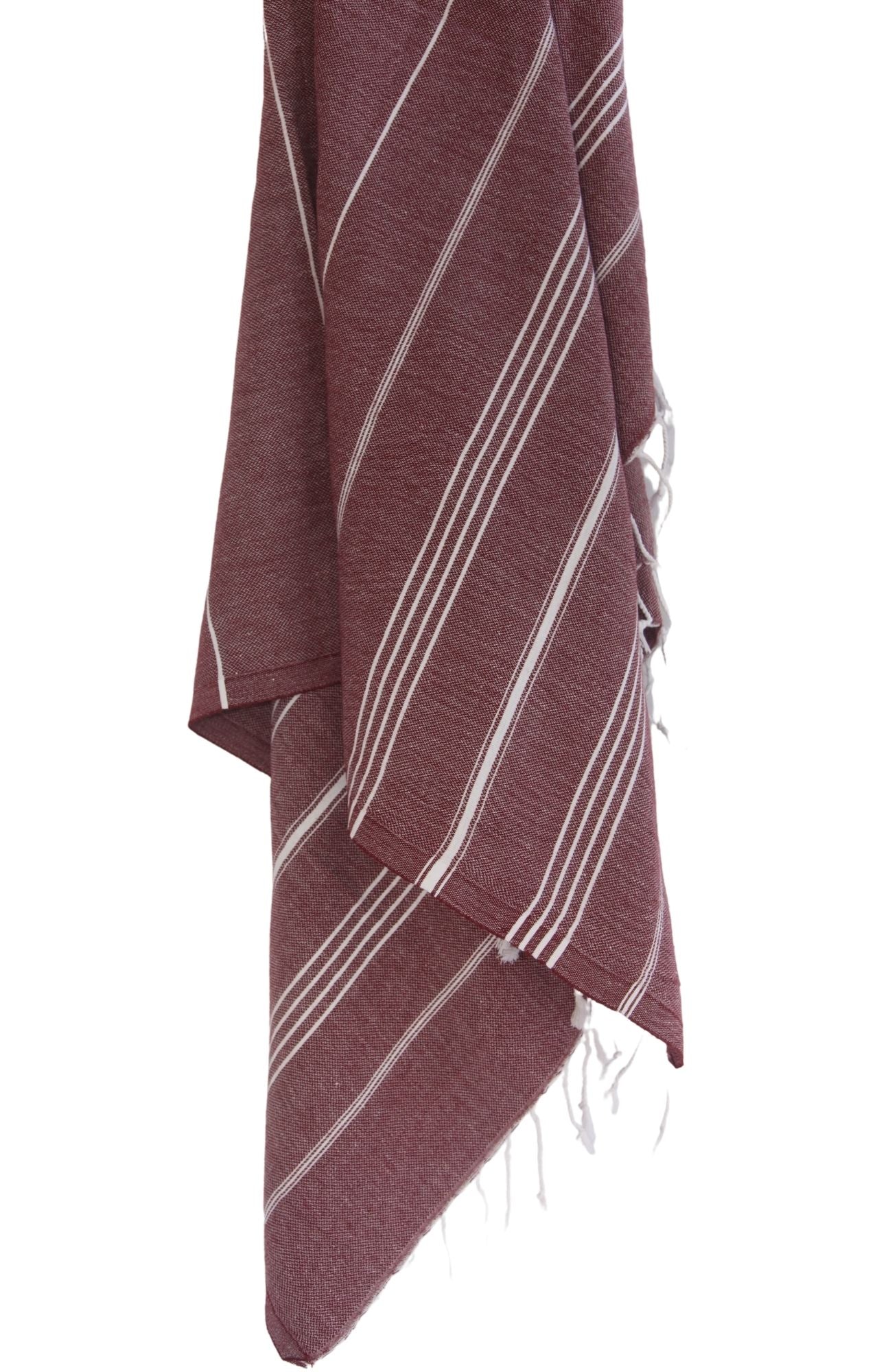 Burgundy Monaco Turkish Towel – Lightweight Quick Dry Beach & Bath Towel, Luxury Turkish Cotton Spa Towel, Travel & Pool Towel
