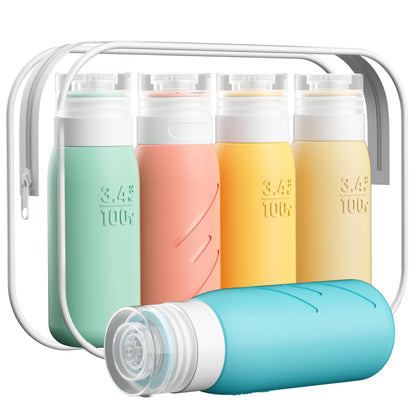 Login Life Travel Size Bottles for Toiletries Pack of 5 Travel Bottles with Squeezable Lid 3.4 oz TSA Approved Travel Size Containers for Shampoo ConditionerLotion