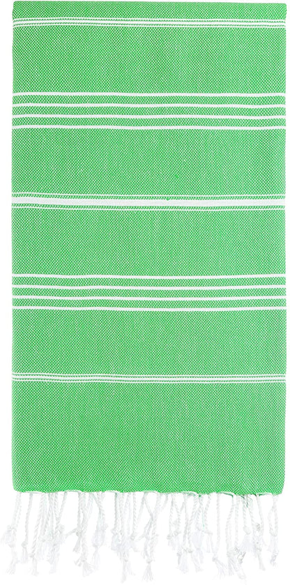 Green Monaco Turkish Towel – Lightweight Quick Dry Beach & Bath Towel, Luxury Turkish Cotton Spa Towel, Travel & Pool Towel
