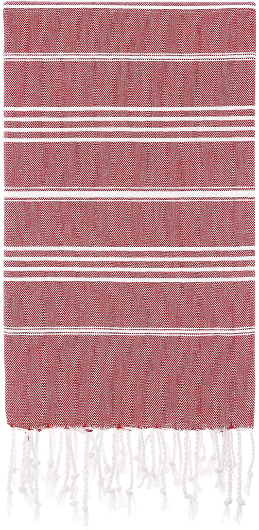 Premium Turkish Cotton Beach & Bath Towel Lightweight Quick-Dry Peshtemal – Red