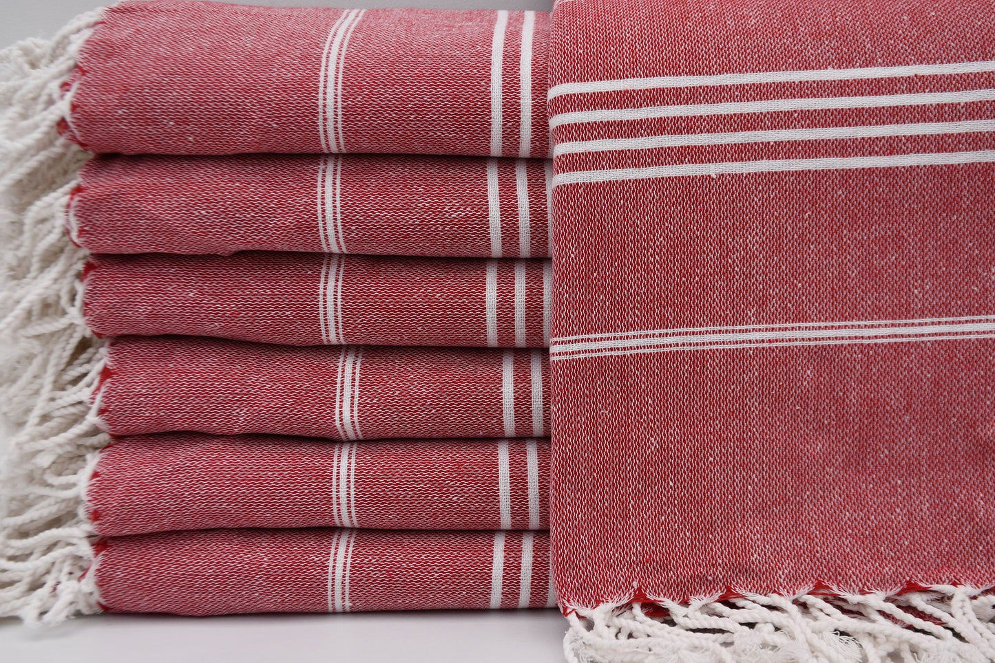 Premium Turkish Cotton Beach & Bath Towel | Lightweight Quick-Dry Peshtemal – Red