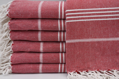 Premium Turkish Cotton Beach & Bath Towel | Lightweight Quick-Dry Peshtemal – Red
